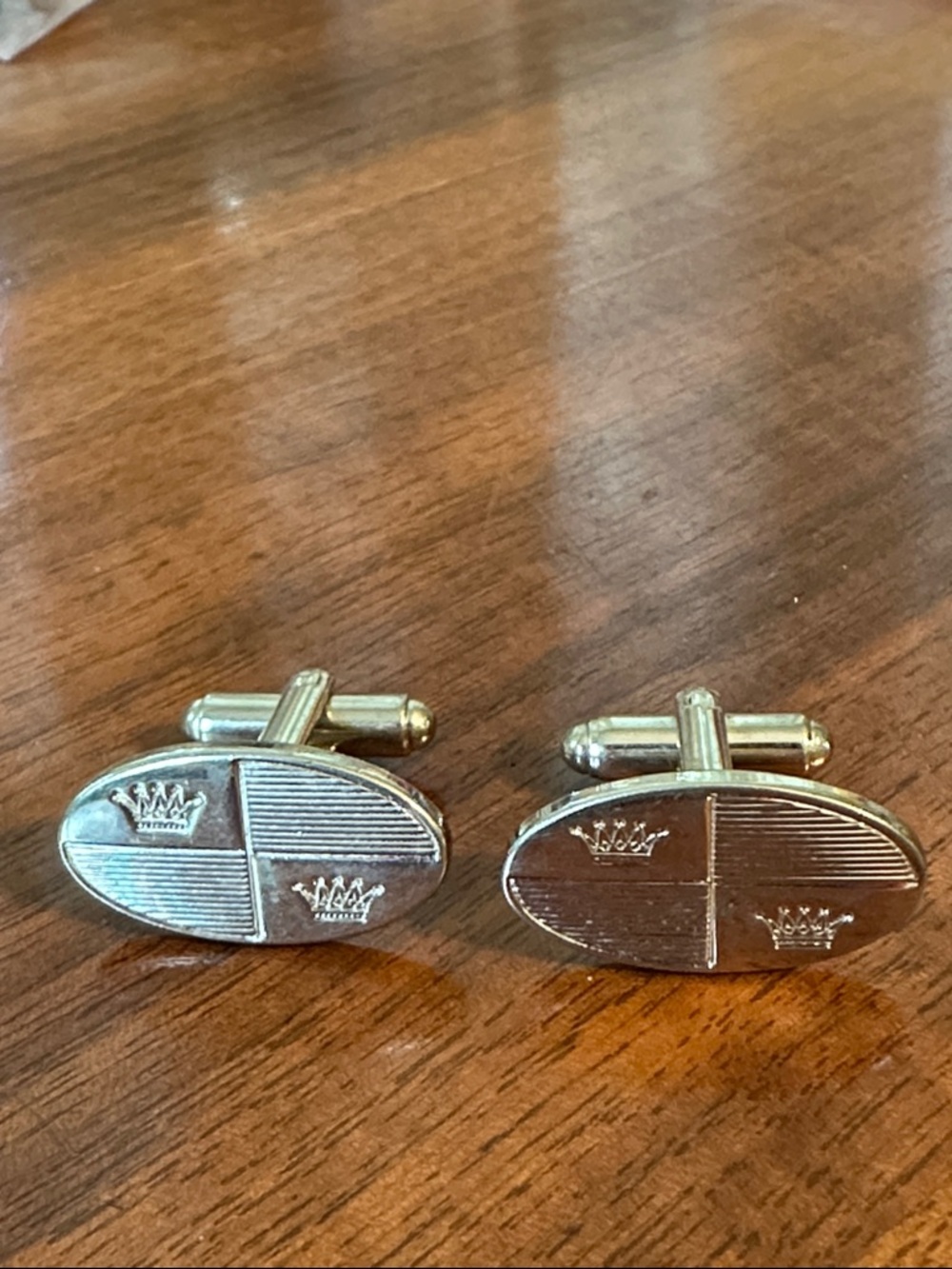 Vintage Mid Century Oval Cufflinks with Crowns